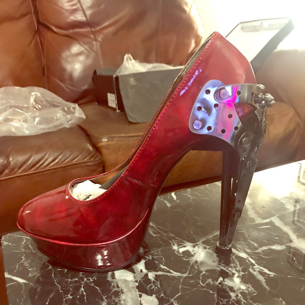 Burgandy/red steam punk metropolis heels